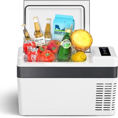 منتجات AA ثلاجة سيارة 12 فولت 26 كوارت/25 لتر، مبرد كهربائي بضاغط فريزر محمول لشاحنة السيارة RV المنزل والتخييم، 12/24 فولت تيار مستمر 110 ~ 240 فولت تيار متردد، -7.6 درجة فهرنهايت ~ 50 درجة فهرنهايت أبيض in Kuwait