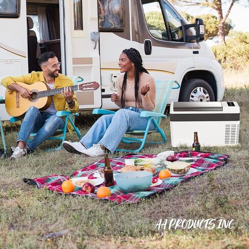 منتجات AA ثلاجة سيارة 12 فولت 26 كوارت/25 لتر، مبرد كهربائي بضاغط فريزر محمول لشاحنة السيارة RV المنزل والتخييم، 12/24 فولت تيار مستمر 110 ~ 240 فولت تيار متردد، -7.6 درجة فهرنهايت ~ 50 درجة فهرنهايت أبيض in Kuwait