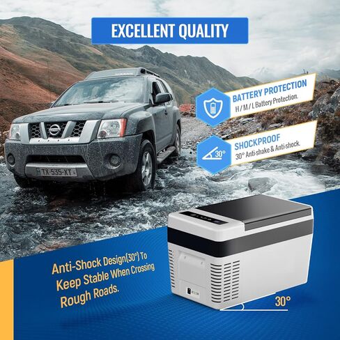 منتجات AA ثلاجة سيارة 12 فولت 26 كوارت/25 لتر، مبرد كهربائي بضاغط فريزر محمول لشاحنة السيارة RV المنزل والتخييم، 12/24 فولت تيار مستمر 110 ~ 240 فولت تيار متردد، -7.6 درجة فهرنهايت ~ 50 درجة فهرنهايت أبيض in Kuwait