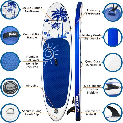 Inflatable Stand Up Paddle Board, with SUP Paddle Board Accessories and Waterproof Phone Bag, 33" Wide Stable Design, Non-Slip Comfort Deck for Youth & Adults in Saudi Arabia