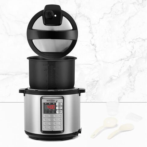 هولشتاين هاوس ويرز - طباخ رقمي متعدد بسعة 6.3 لتر - وظائف 7 في 1، فولاذ مقاوم للصدأ أسود أنيق، متعدد الاستخدامات بدون جهد للطهي الذواقة في المنزل. in Kuwait