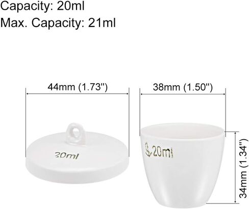 uxcell Porcelain Crucible Cup 20ml with Lid for Foundry Melting Casting Refining in Saudi Arabia
