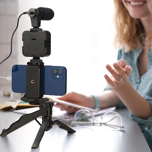 مجموعة تسجيل الفيديو لهواتف iPhone، مجموعة Vlog، مجموعة Youtuber للمبتدئين، حامل الهاتف للتسجيل، حامل ثلاثي القوائم لهاتف Samsung، طقم كاميرا Vlog، حامل ثلاثي القوائم لهاتف iPhone مع ضوء، حامل ثلاثي القوائم للهاتف، يعمل بالبطارية in Saudi Arabia