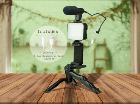 مجموعة تسجيل الفيديو لهواتف iPhone، مجموعة Vlog، مجموعة Youtuber للمبتدئين، حامل الهاتف للتسجيل، حامل ثلاثي القوائم لهاتف Samsung، طقم كاميرا Vlog، حامل ثلاثي القوائم لهاتف iPhone مع ضوء، حامل ثلاثي القوائم للهاتف، يعمل بالبطارية in Saudi Arabia