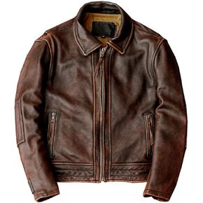 الرجال غير الرسمي عتيقة حقيقية حقيقية البقر البني البني طيار الجليد العسكرية كلاسيكية المعطف in Kuwait