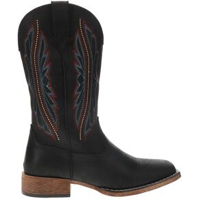 ROPER Womens Loretta Embroidered Square Toe سحب على أحذية غير رسمية منتصف العجل منخفض الكعب 1-2 " - أسود in Saudi Arabia