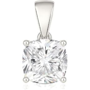14K Solid White or Yellow Gold Lab Grown Moissanite Solitaire Pendant Necklace | Dangle Bail | Round, Cushion, Oval Cut | Pendant Only or Necklace| Fine Jewelry Luxury Gift in Saudi Arabia