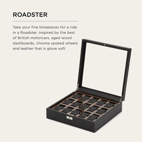 WOLF Roadster 10-Piece Watch Box with Drawer, Black - Features 10 Watch Compartments, Lock and Key, Suspended Watch Cushions, Smart Watch USB Port & Storage in Saudi Arabia
