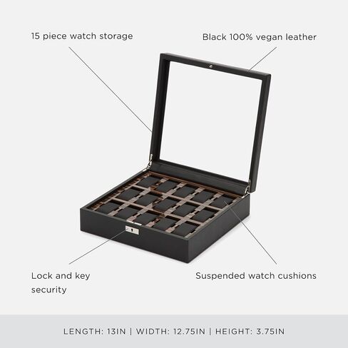 WOLF Roadster 10-Piece Watch Box with Drawer, Black - Features 10 Watch Compartments, Lock and Key, Suspended Watch Cushions, Smart Watch USB Port & Storage in Saudi Arabia