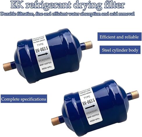 HZEL 3/8" Liquid Line Filter Refrigerant Drier, EK-083S Sweat Flow Filter Dryer for Heat Pump & Straight Cool Air Conditioners, Auto Accessories Compatible with R22 R134a R404A R407C in Saudi Arabia