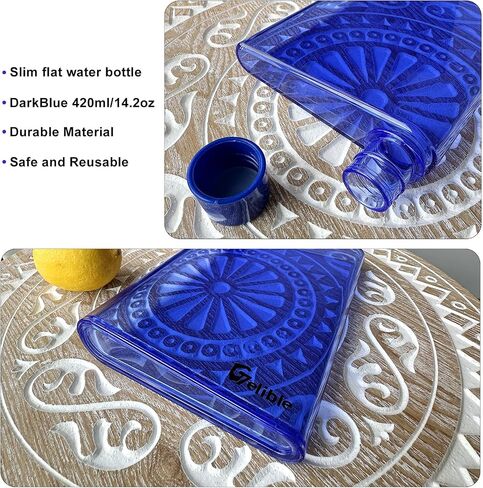 Reusable Slim Flat Water Bottle 420ml Portable - Fits in Pocket &Random Corner.Portable Cup for School,Sports, Travel, Dining Time in Saudi Arabia