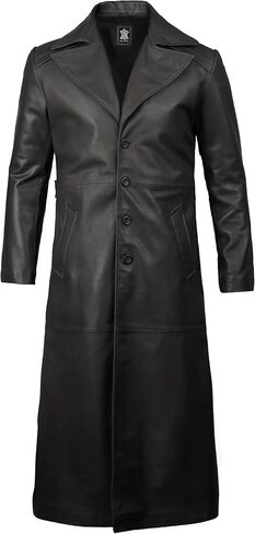Decrum Leather Trench Coat Men - Long Jacket Real Lambskin Leather Coats For Men in Saudi Arabia
