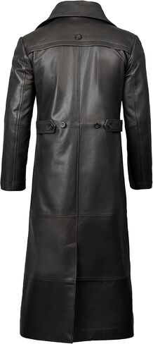 Decrum Leather Trench Coat Men - Long Jacket Real Lambskin Leather Coats For Men in Saudi Arabia
