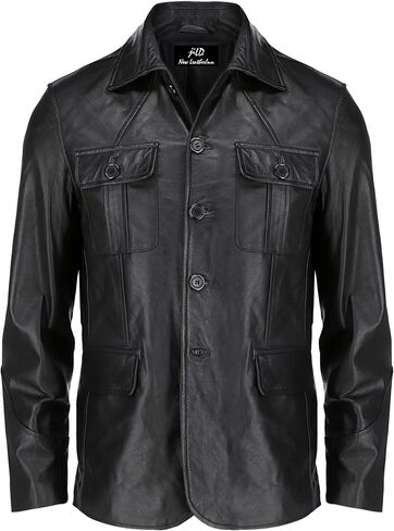 Jild Lambskin Leather Jacket Men Casual Coat – Notched Collar Classic Bond’s Style Ultimate Leather Blazer for Men in Saudi Arabia