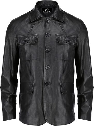 Jild Lambskin Leather Jacket Men Casual Coat – Notched Collar Classic Bond’s Style Ultimate Leather Blazer for Men in Saudi Arabia