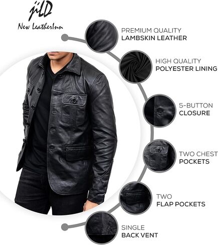 Jild Lambskin Leather Jacket Men Casual Coat – Notched Collar Classic Bond’s Style Ultimate Leather Blazer for Men in Saudi Arabia