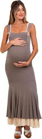 PinkBlush Knit Tie Detail Sleeveless Mermaid Maxi Maternity Dress in Saudi Arabia