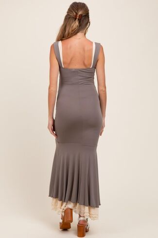 PinkBlush Knit Tie Detail Sleeveless Mermaid Maxi Maternity Dress in Saudi Arabia
