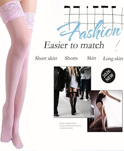 2Pairs Thigh High Stockings Silicone Lace Top Stay Up Silky Semi Sheer Pantyhose for Women Hold Up Nylon in Saudi Arabia