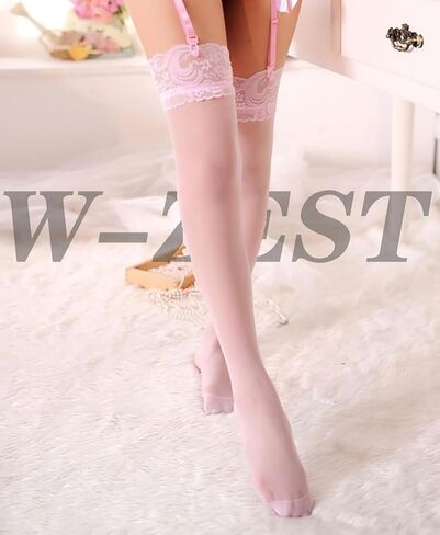 2Pairs Thigh High Stockings Silicone Lace Top Stay Up Silky Semi Sheer Pantyhose for Women Hold Up Nylon in Saudi Arabia
