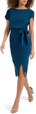 Kensie Women's Short Sleeve Tie Tie Weist Midi Dress in Saudi Arabia