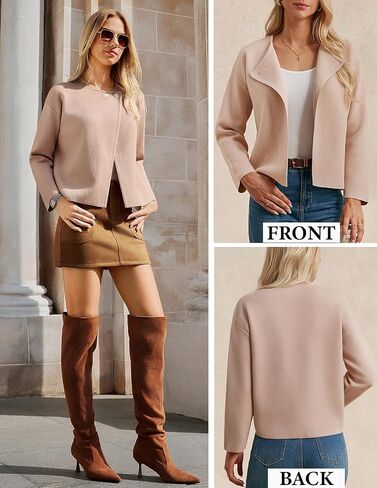 GRACE KARIN Womens Cropped Knit Sweater Blazer, Oversized Open Front Jackets 2025 Fall, Laple Cardigans Dressy Casual in Kuwait