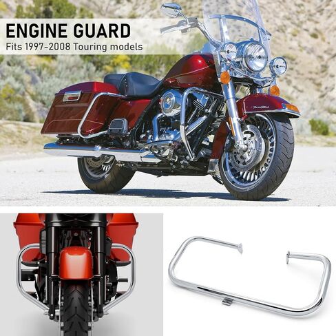 Mokitdora Touring Crash Bar 1.25 "Fat Highway Engine Guard for 1997-2008 Harley Street Electra Road Glide King Models ، Chrome in Saudi Arabia