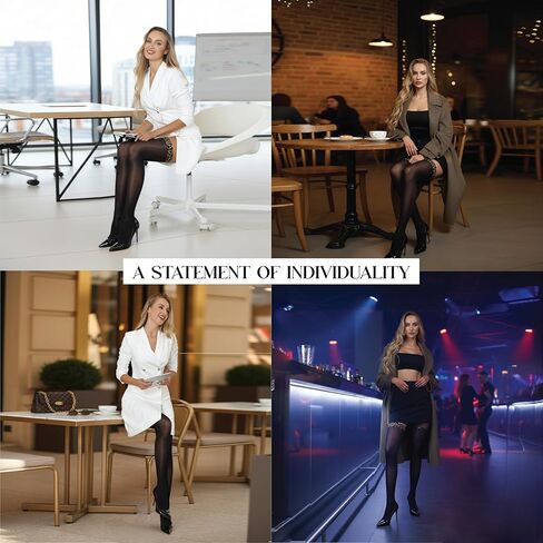 Thigh High Stockings for Women – Silky, Soft Black Sheers Hosiery with Leopard Band Anti-Slip Top in Kuwait