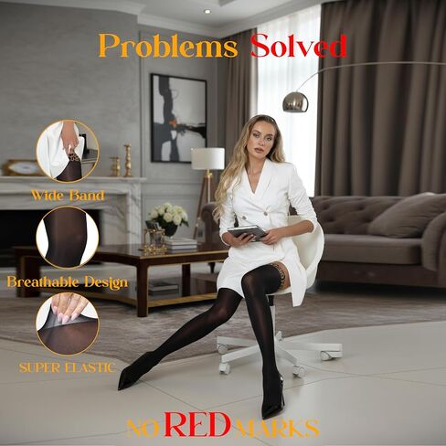 Thigh High Stockings for Women – Silky, Soft Black Sheers Hosiery with Leopard Band Anti-Slip Top in Kuwait