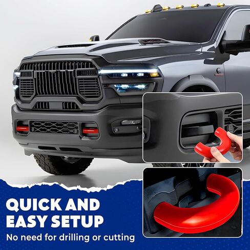 Tow Hook Covers Compatible with 2019 2020 2021 2022 2023 2024 2025 Ram 2500/3500 Accessories - Tow Hitch Covers Fit for Ram Truck Accessories - Upgrade Design, Silicone Rubber (Red) in Kuwait