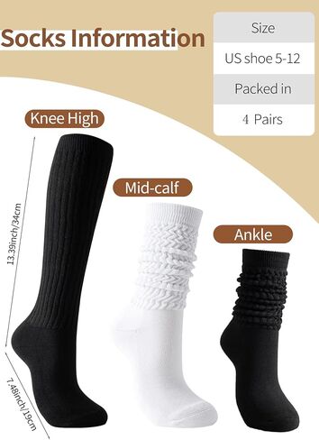 Slouch Socks Women Women High Boot Socks Soft Scrunch 3 Pain Pack in Kuwait