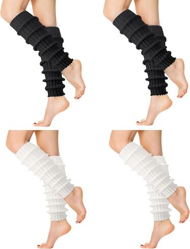 jspupifip الباليه تدفئة الساق للنساء 4 أزواج ، و y2k تدفئة الساق مضلعة kawaii preppy legwarmer الجوارب لليوغا حفلات أزياء الرياضة الملحقات in Saudi Arabia