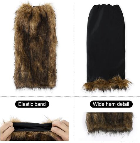 junely faux fur fur shudsy thread for Winter Winter Furry Legar Drearer Fluffy Boot Cuffs Coffs for Halloween Christmas Costume in Saudi Arabia