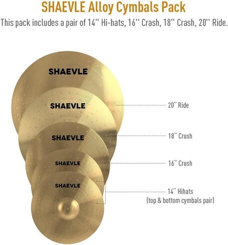 Low Volume Cymbal Pack Golden Mute Cymbal 14"Hi-hat+16"Crash+18'Crash+20"Ride Quiet Drum Cymbal Pack for Practice in Saudi Arabia