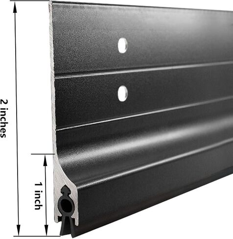 Door Metal Draft Stopper 36 inches Aluminum Mouse Blocker with Rubber Sweep Seal for Stop Under Doors Drafty Cover 1-1/8 inch Gap, 2"x36" Silver in Saudi Arabia
