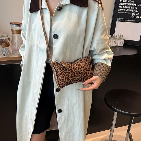 Leopard Print Evening Bag Mini Brown Purse Suede Clutch Purses for Women Y2K Purse Small Shoulder Bag in Saudi Arabia