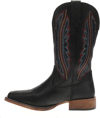 ROPER Womens Loretta Embroidered Square Toe سحب على أحذية غير رسمية منتصف العجل منخفض الكعب 1-2 " - أسود in Saudi Arabia