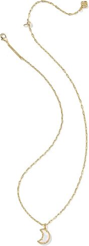 Kendra Scott Moon Short Pendant Necklace, 14K Gold-Plated Brass, Fashion Jewelry for Women, White Opalescent Resin in Saudi Arabia