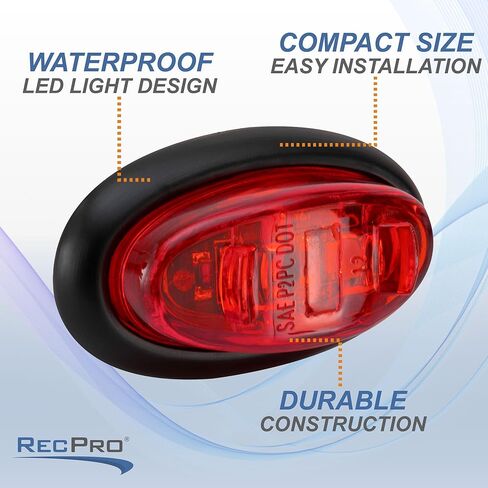 Long Haul 5 Red Mini Oval 2 Diode 2 "× 3/4" .75 "Marker Marker Truck Lights 12V in Kuwait