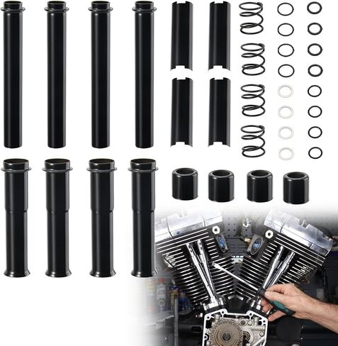 Adjustable Pushrods Covers Kit for 1999-2017 Harley Twin Cam Softail Dyna Touring Model (Excludes 2017 Touring), Black in Saudi Arabia