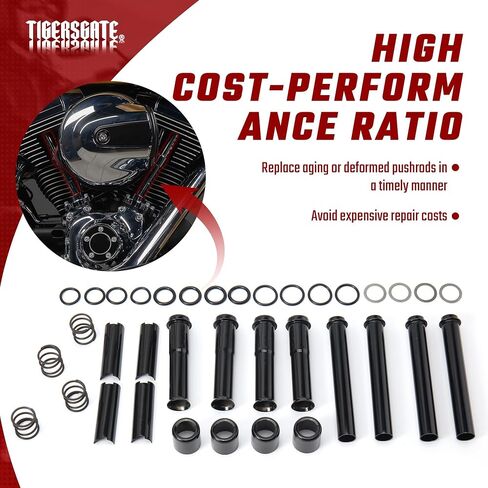 Adjustable Pushrods Covers Kit for 1999-2017 Harley Twin Cam Softail Dyna Touring Model (Excludes 2017 Touring), Black in Saudi Arabia