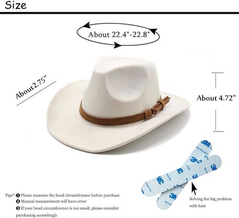 CCAKXCJJ Unisex Western Suede Cowboy Cowgirl Hat Classic Wide Brim Fedora Hat for Men &Women in Kuwait