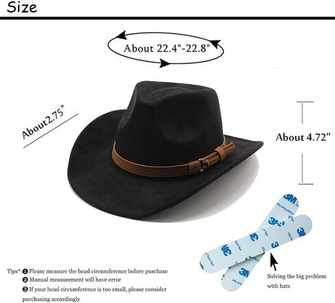 CCAKXCJJ Unisex Western Suede Cowboy Cowgirl Hat Classic Wide Brim Fedora Hat for Men &Women in Kuwait