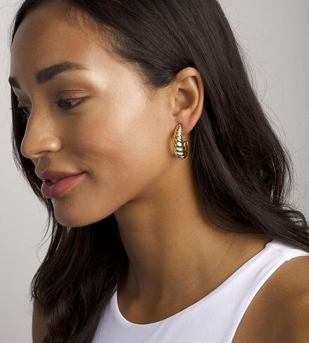 أقراط ذهبية من أجل النساء ، 18 زوجًا من البيان الناقصات المفتوحة لأطواق اللؤلؤ المفتوحة لمتعددات ، أقراط طوق مركبة للنساء للنساء المجوهرات العصرية in Kuwait