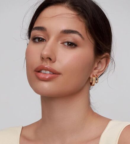 أقراط ذهبية من أجل النساء ، 18 زوجًا من البيان الناقصات المفتوحة لأطواق اللؤلؤ المفتوحة لمتعددات ، أقراط طوق مركبة للنساء للنساء المجوهرات العصرية in Kuwait