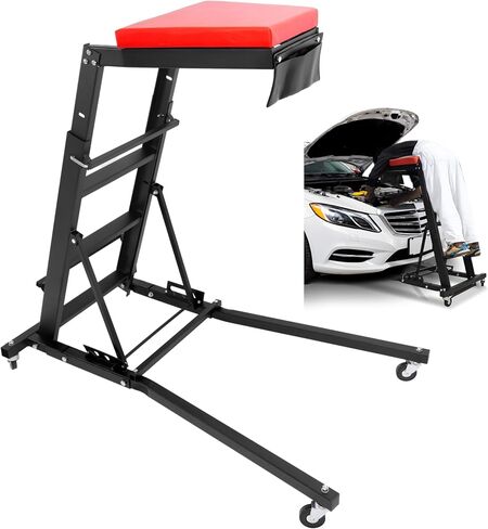 KUAFU 50" to 67" Adjustable Topside Engine Repair Creeper w/Wheels Suit for Engine Compartment Garage Shop Foldable Creeper Vehicle Repair and Maintenance 400LBS Steel+Plastic Powder Coated Black in Saudi Arabia