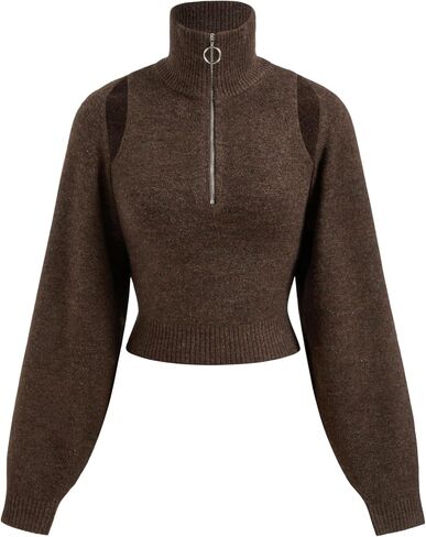 CIDER Two Pieces Knit Collar Half Zip Tank Top & Crop Shrug in Saudi Arabia
