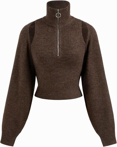 CIDER Two Pieces Knit Collar Half Zip Tank Top & Crop Shrug in Saudi Arabia