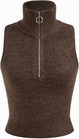 CIDER Two Pieces Knit Collar Half Zip Tank Top & Crop Shrug in Saudi Arabia