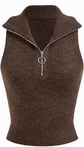 CIDER Two Pieces Knit Collar Half Zip Tank Top & Crop Shrug in Saudi Arabia